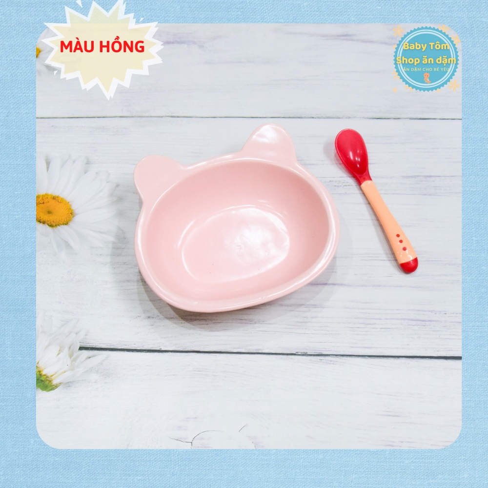 Bát gốm sứ ăn dặm hình Gấu dung tích 300ml, Baby Tôm