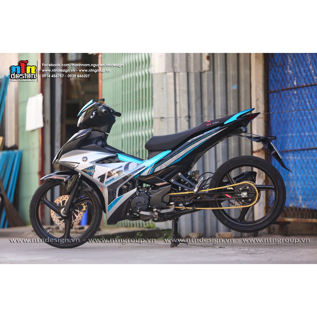 Tem Rời Dán Xe Exciter 150 Mẫu Y15ZR Bạc Xanh Đen  Cực Hot, Hàng 3 Lớp Chất Lượng Cao