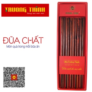 Đũa gỗ trắc đỏ cao cấp loại đặc biệt - hộp màu đỏ - 10 đôi vuông trơn