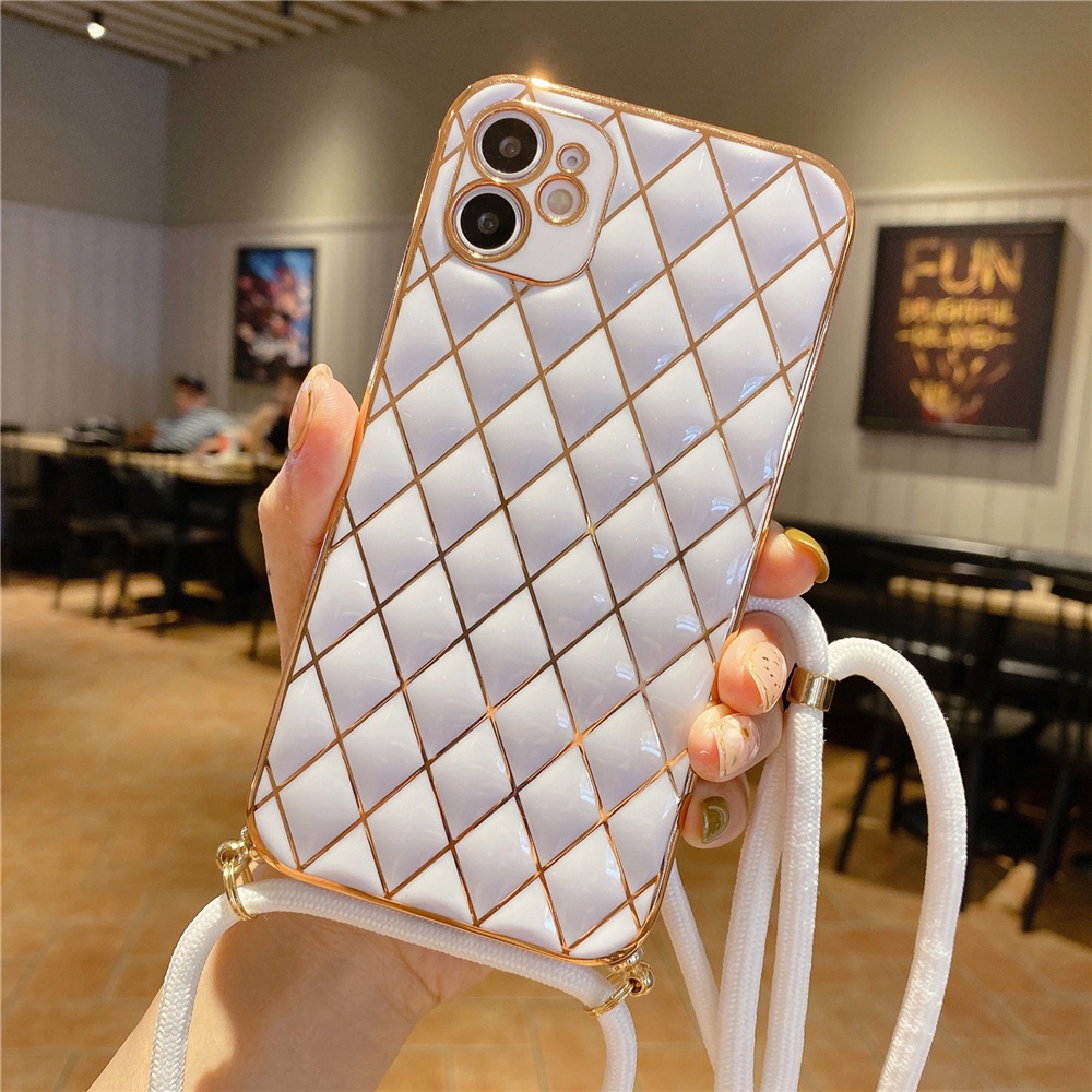 Ốp điện thoại mạ điện có dây đeo cho IPHONE13 11 12 PRO MAX IP 7 8PLUS X XS XR XSMAX