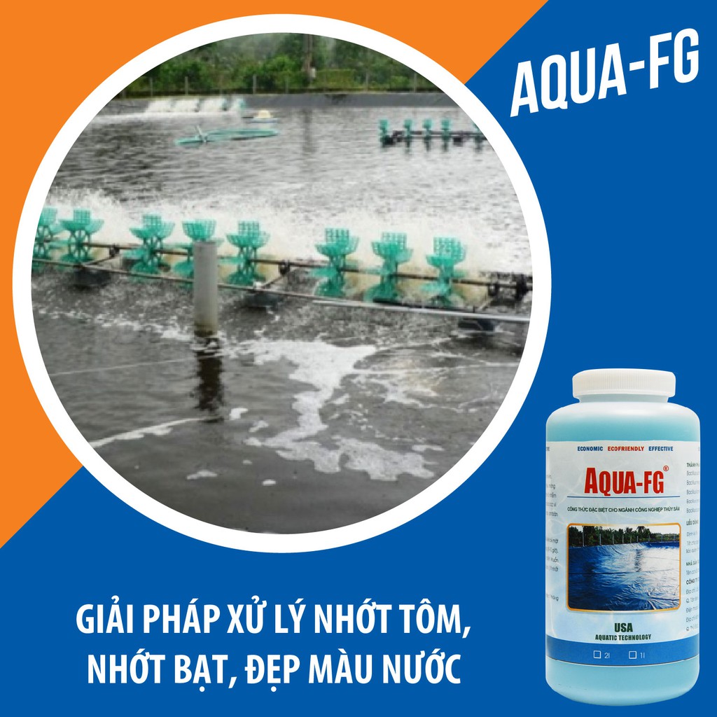 Hàng Mỹ - Vi Sinh Tẩy Nhớt Bạt, Màng Chất Béo, Tẩy Rong Rêu Ao Tôm, cắt dứt tảo lam, tảo đỏ - Aqua FG – Chai 1 Lít
