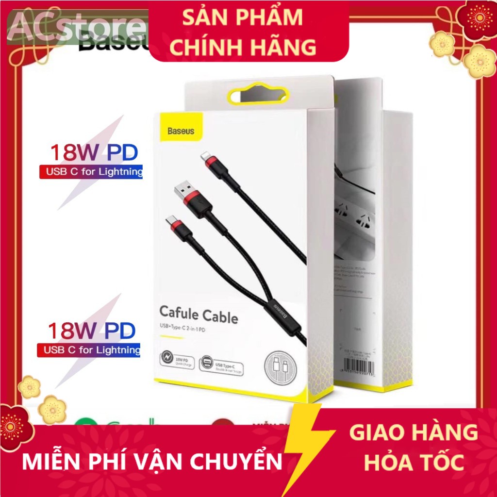 Dây cáp sạc/đồng bộ dữ liệu Baseus PD 20W/18W cổng USB C to cho IP11 Pro  ACstore