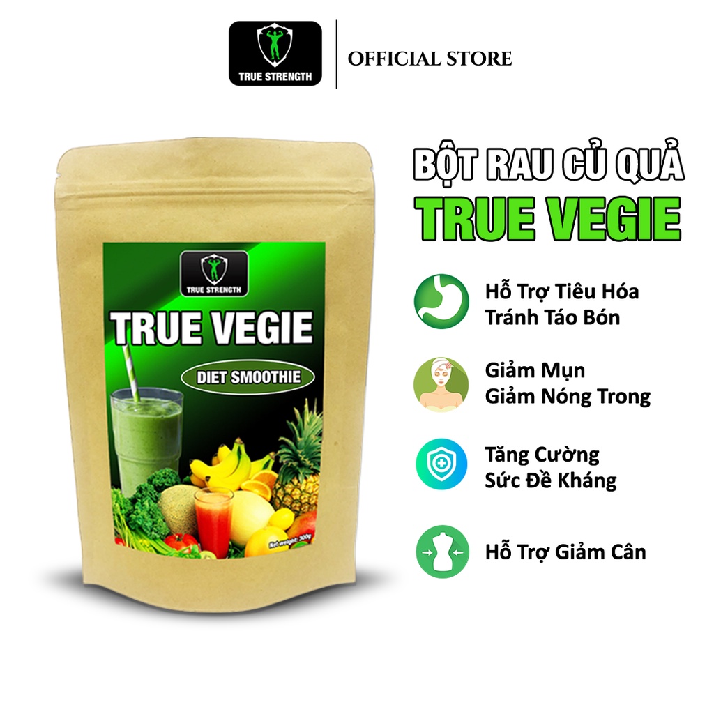 [Tiết kiệm 100k] Combo 2 gói Bột Rau Củ Quả True Vegie + Bình lắc (Bổ sung rau / Giảm cân / Đẹp da)