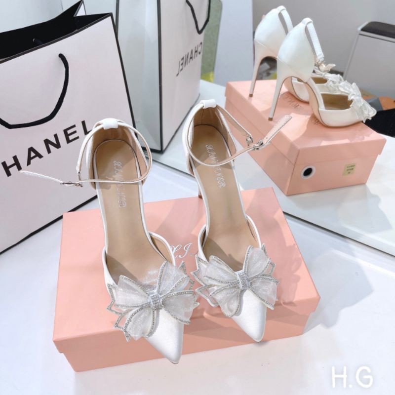 H(VIDEO) Sandal 9p Nơ Phồng Lụa Mềm Êm Bít Gót Fullbox Cao Cấp