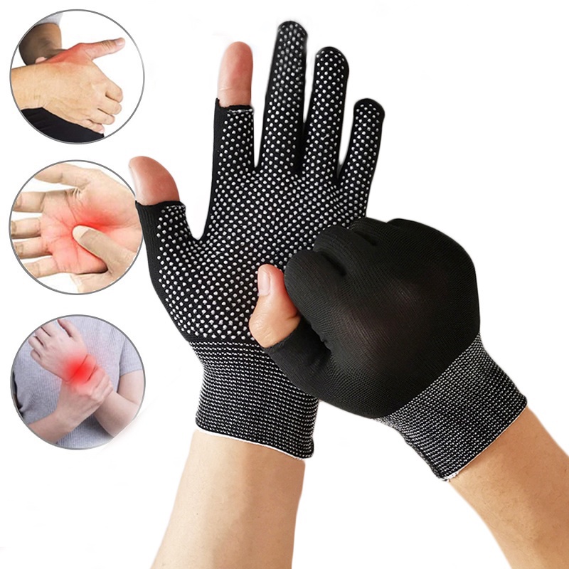 Găng tay lái xe hở ngón chống nắng chống trượt bằng lụa lạnh mỏng thoáng khí mùa hè dành cho nam