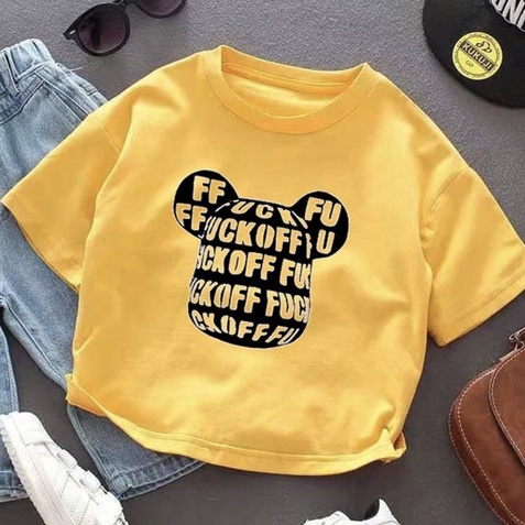 Áo thun bé trai CON XINH cotton hình in MICKEY F.OFF ,thời trang dành cho trẻ em từ 4 đến 10 tuổi