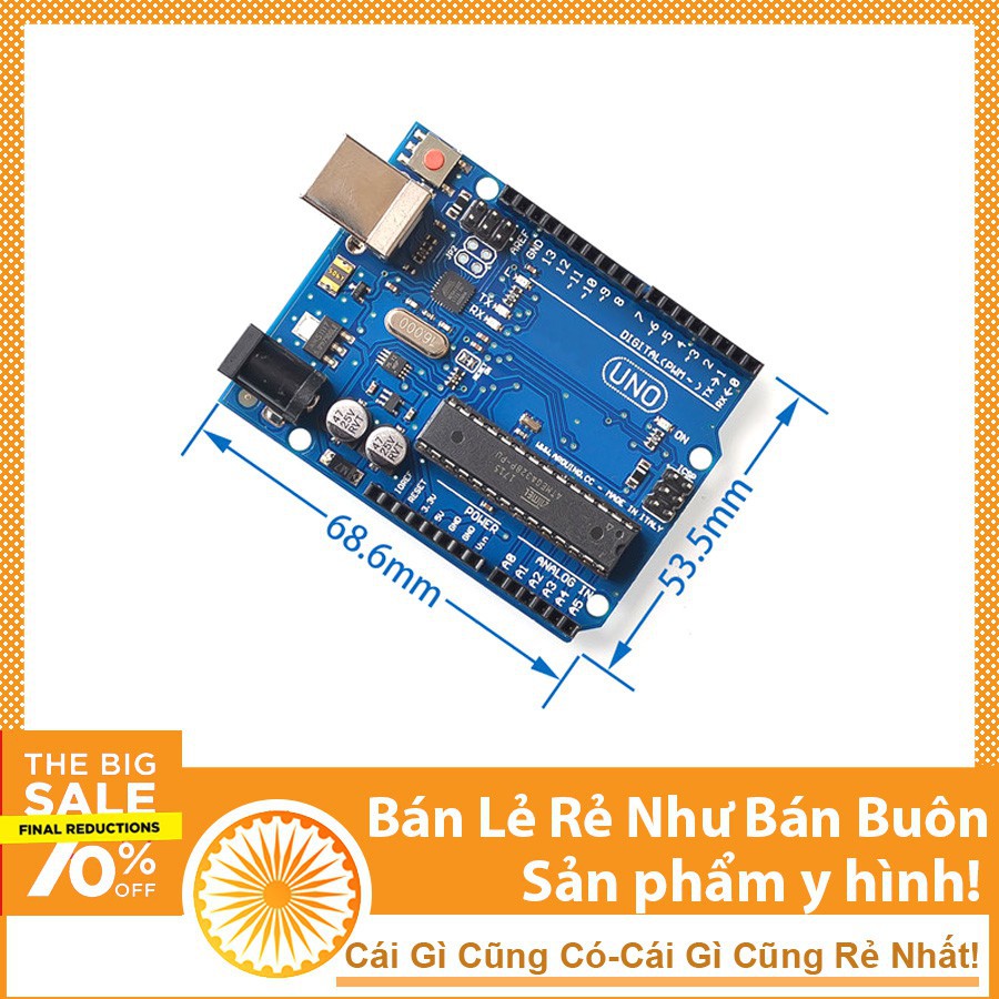 Arduino UNO R3 ATMEGA16U2 Chip Cắm ( R3 ) có cáp