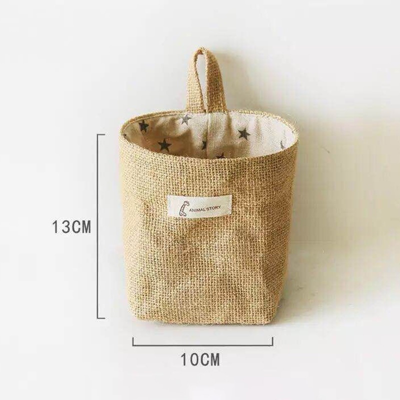 Túi đựng đồ treo tường vải cotton lanh có thể gập lại và giặt sạch tiện dụng