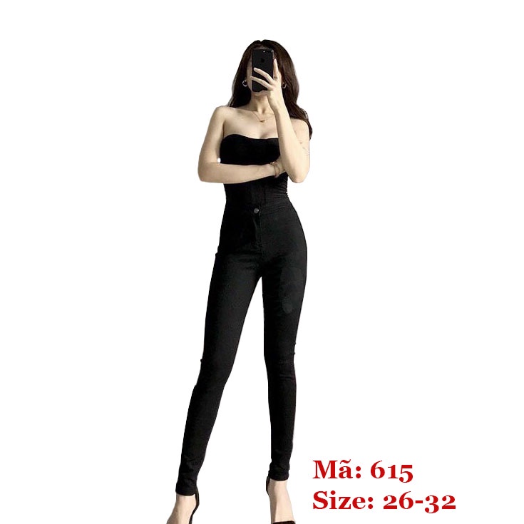 Quần Jean Nữ lưng cao ❤️FREESHIP❤️ Quần jeans nữ đen chất bò co giãn form ôm chuẩn hàng shop  A-T Fashion - QJN615