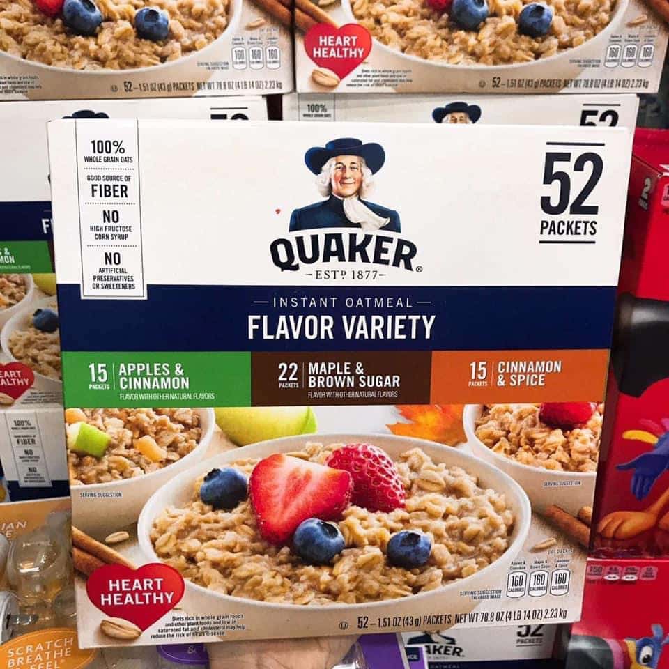 YẾN MẠCH NẤU ĂN LIỀN QUAKER INSTANT OATMEAL, CỰC NHANH TIỆN LỢI, CÓ HƯƠNG VỊ CỰC NGON (52 GÓI NGUYÊN SEAL)