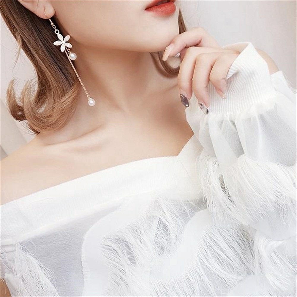 Bông tai tua rua dáng dài phong cách Hàn Quốc MS12