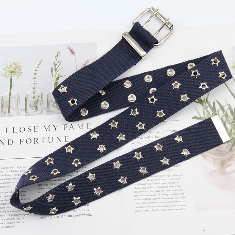 Thắt Lưng Vải Bố Đục Lỗ Hình Ngôi Sao Thời Trang