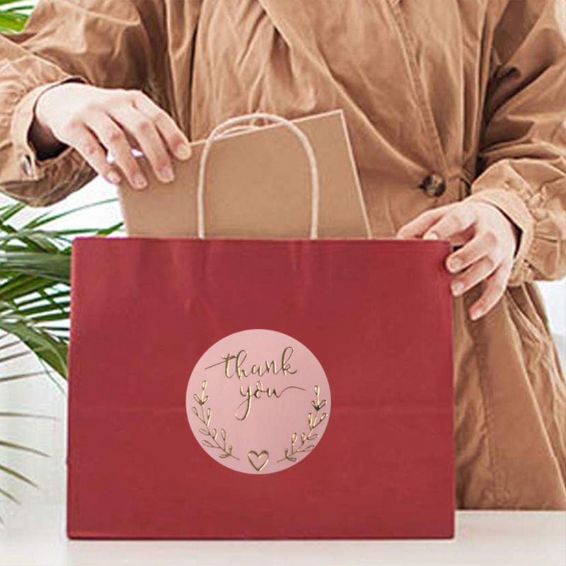 Cuộn 500 miếng dán in chữ Thank you màu vàng/ bạc dùng trang trí dành cho cửa hàng/ đám cưới