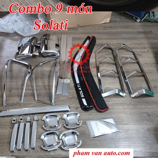 Combo 9 món Solati Ốp mạ: Gương + đèn pha + đèn hậu + tay + hõm + vè mưa + nẹp ngang hậu + nẹp biển số + nắp dầu