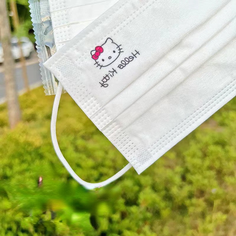 Cute Cartoon White Mask Girls Fashion Anime High-value New Hello Kitty Cartoon Printing Independent Packaging Goods Women