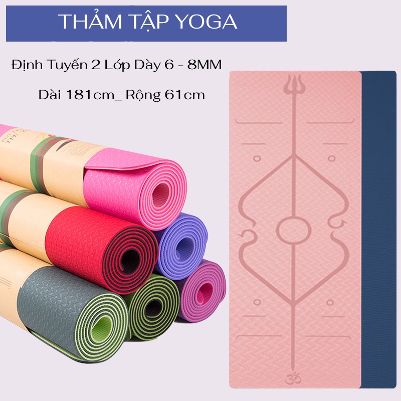 Thảm Tập YOGA Định Tuyến 8MM Và Không Định Tuyến Chuẩn TPE 2 Lớp Cao Cấp Chống Trượt và Bám Sàn Tốt 88324
