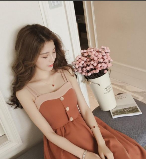 [Mã WABRWA15 giảm 15% đơn 300K] Zerasy - Đầm 2 dây đính nút ngực cực dễ thương | BigBuy360 - bigbuy360.vn