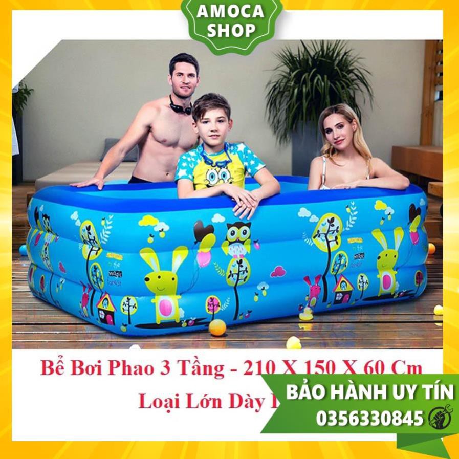 Hồ bơi phao trẻ em,Bể bơi phao trong nhà, hình chữ nhật kích thước 210cm TẶNG KÈM BƠM TAY [ CÓ VIDEO]