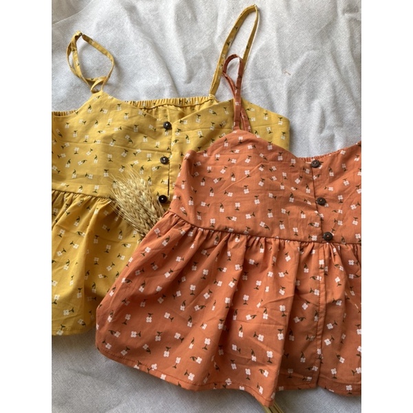 Áo 2 dây thô cotton hoa nhí