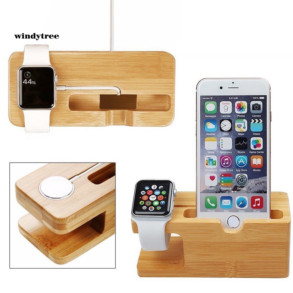 Đế sạc bằng gỗ tre cho iPhone Apple Watch 38/42mm