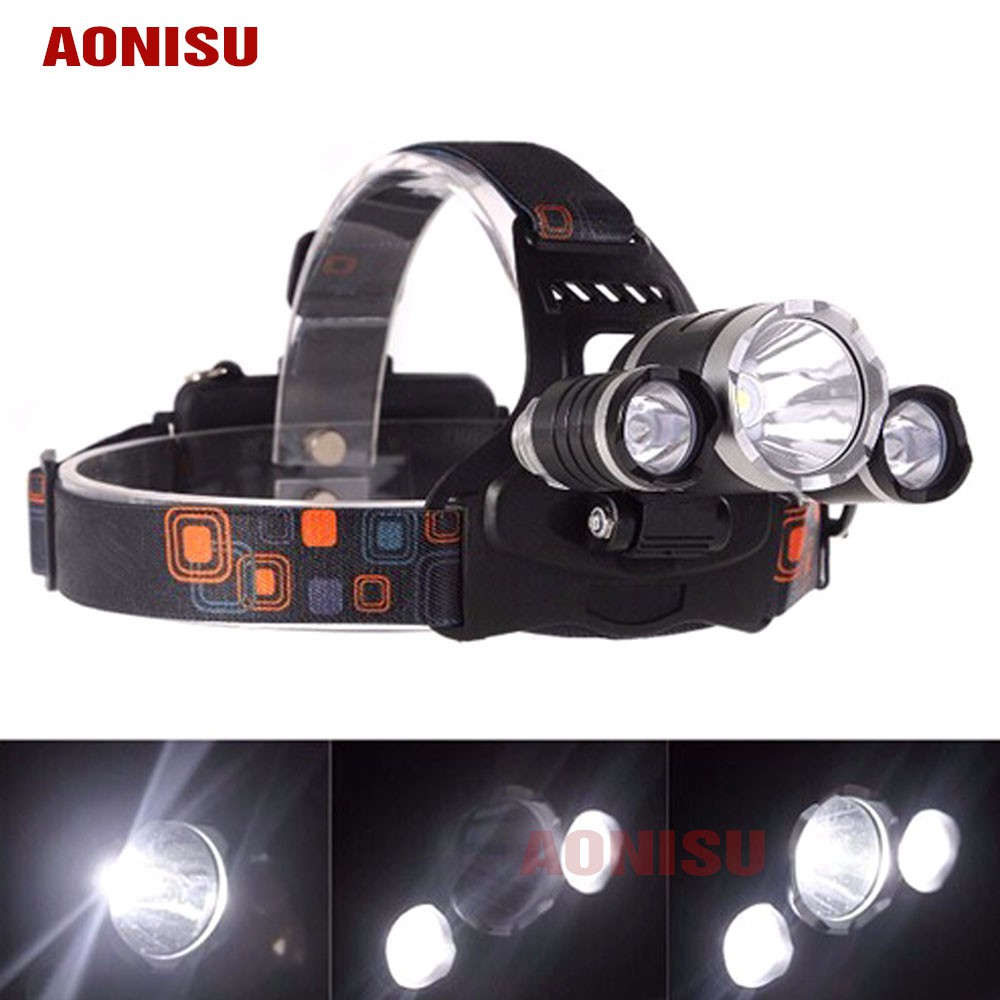 (Tặng 2V Pin) Đèn Pin Đội Đầu HIGH POWER HEADLAMP - 3 Bóng Đèn LED Cực Sáng, Chống Thấm Nước Tốt,  Hàng Loại Xịn AONISU