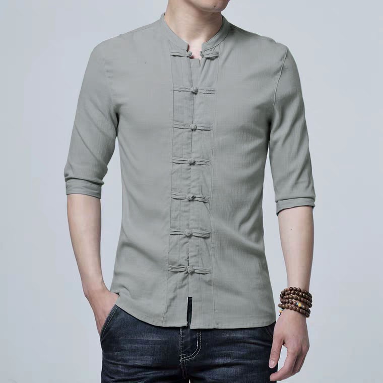Áo sơ mi đũi nam tay lỡ vải cực mát