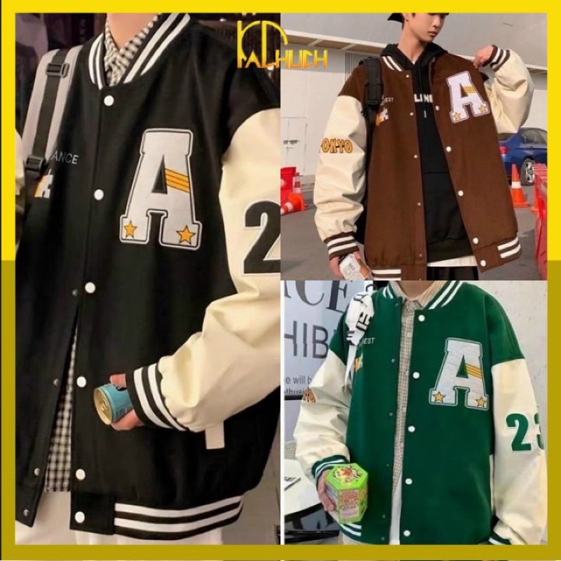 Áo khoác bomber nỉ ngoại nam - Áo khoác chống nắm phối tay hàng thêu có túi trong xịn sò