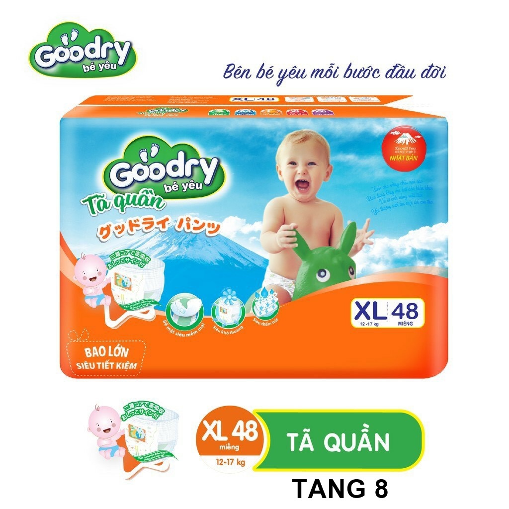 Tã quần goodry M60,L54,XL48,XXL44 mẫu mới + thêm 8 miếng cùng loại