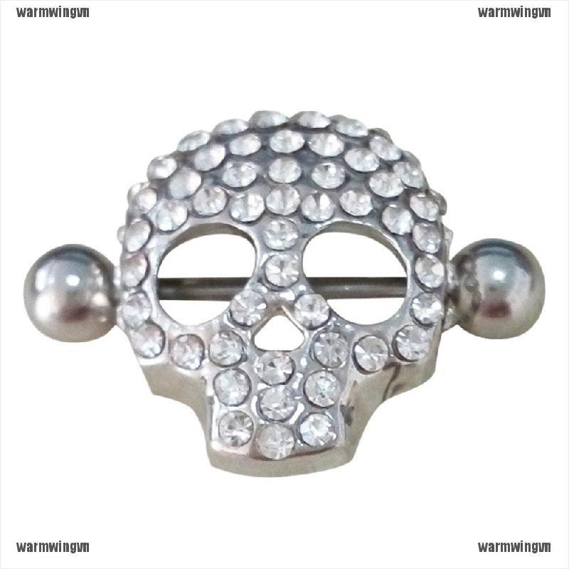 Khuyên Nhũ Hoa Hình Đầu Lâu Pha Lê 14G