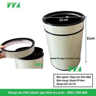 Thùng rác Fitis hình trụ tròn - Thùng rác khách sạn - CHS1-904