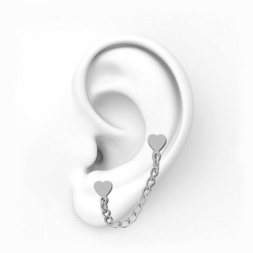 Bông Tai Nam Nữ Kiểu Đeo 2 Lỗ Tai Titan Ko Đen TT 3264 - 1 Chiếc