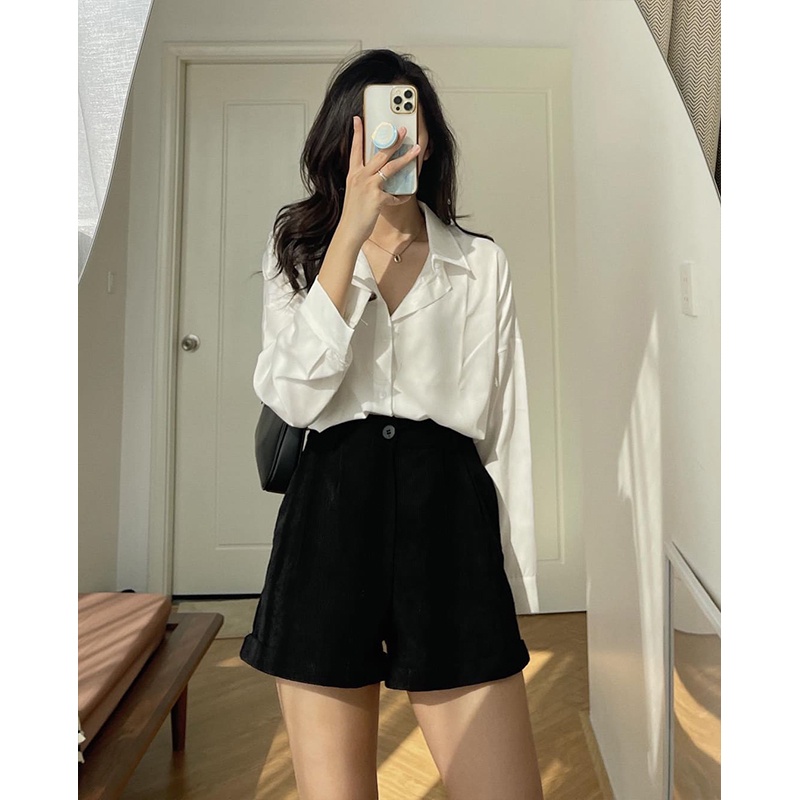 [Ảnh thật/ Sẵn hàng] Áo Sơ Mi Trắng Nữ Form Rộng Tay Dài, Áo Sơ Mi Nữ Oversize