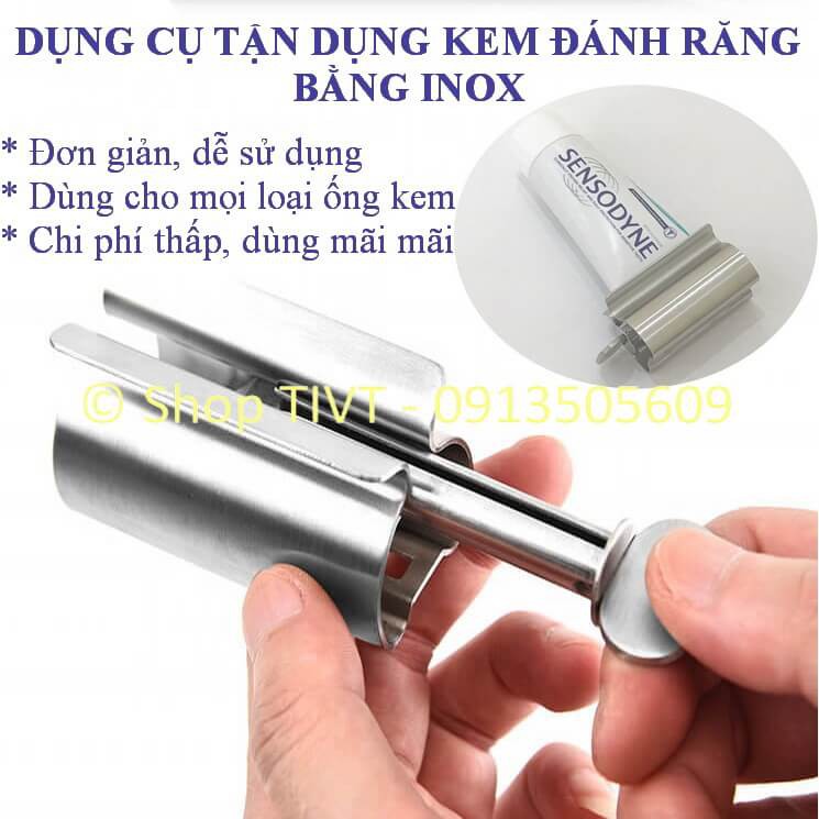 Dụng cụ ép hết kem đánh răng bằng Inox, tiết kiệm, tận dụng hết các loại kem, bột nhão đựng trong ống nhựa, ống kẽm-TIVT