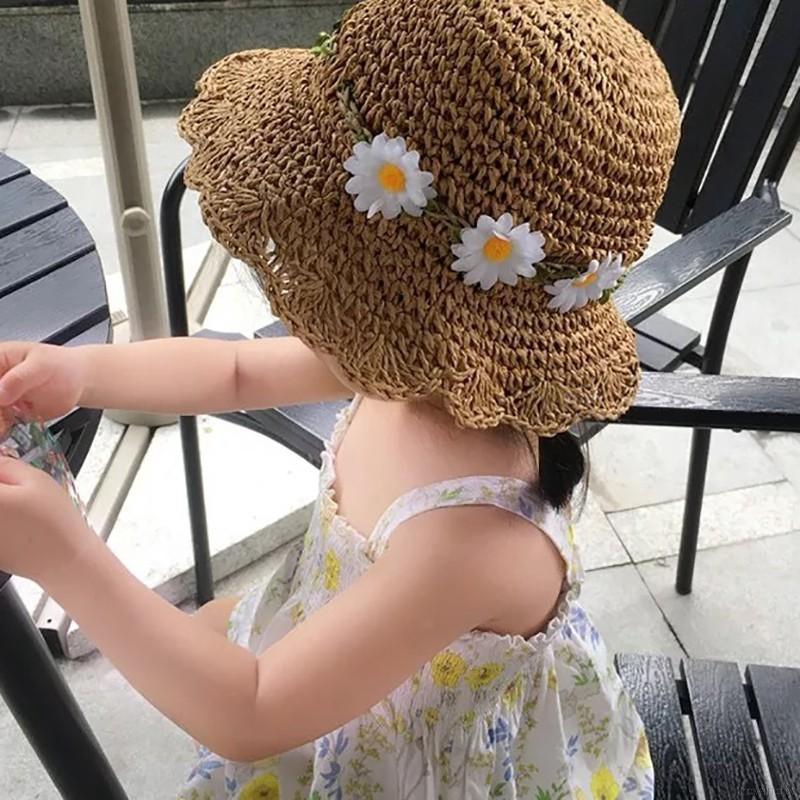 Nón cói phối hoa phong cách Hàn Quốc dễ thương cho bé gái