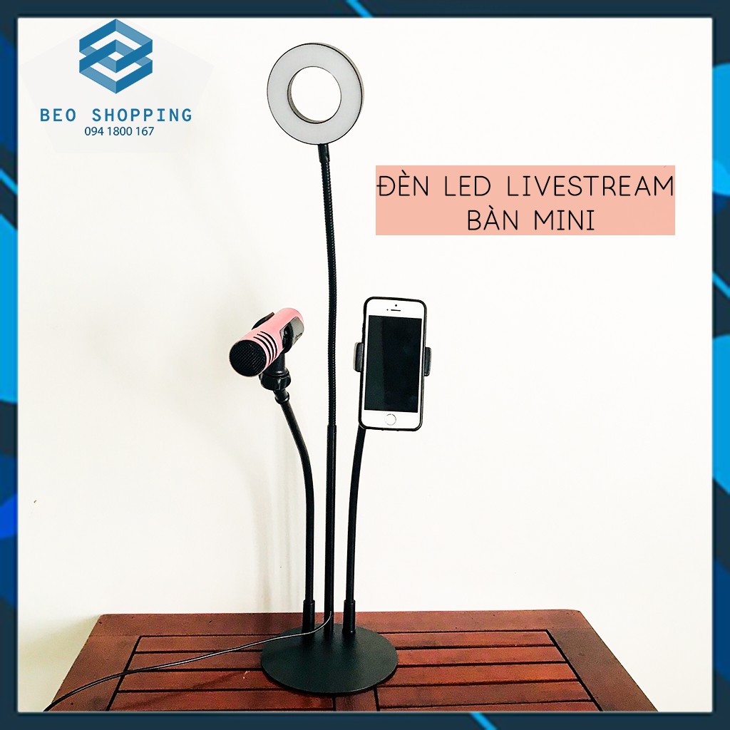 [NOW/GRAB giao] Đèn led livestream, quay tiktok, phóng sự mini để bàn tặng kèm kẹp điện thoại, kẹp mic