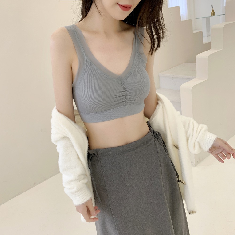 Áo lót vải cotton Không Gọng Nâng Ngực Màu Sắc Trơn Dành Cho Nữ 40-65kg