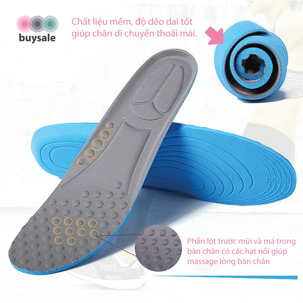 Miếng lót giày đa năng thoáng khí, có hạt massage bàn chân, vòm bảo vệ gót dành cho nam và nữ - Buysales - BSPK228