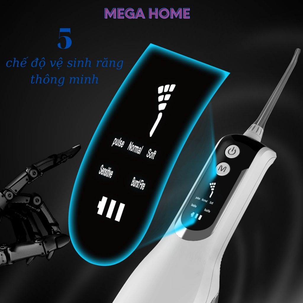 Máy tăm nước Portable Oral Irrigator 5 chế độ chăm sóc răng miệng, Bảo hành 6 tháng - L12