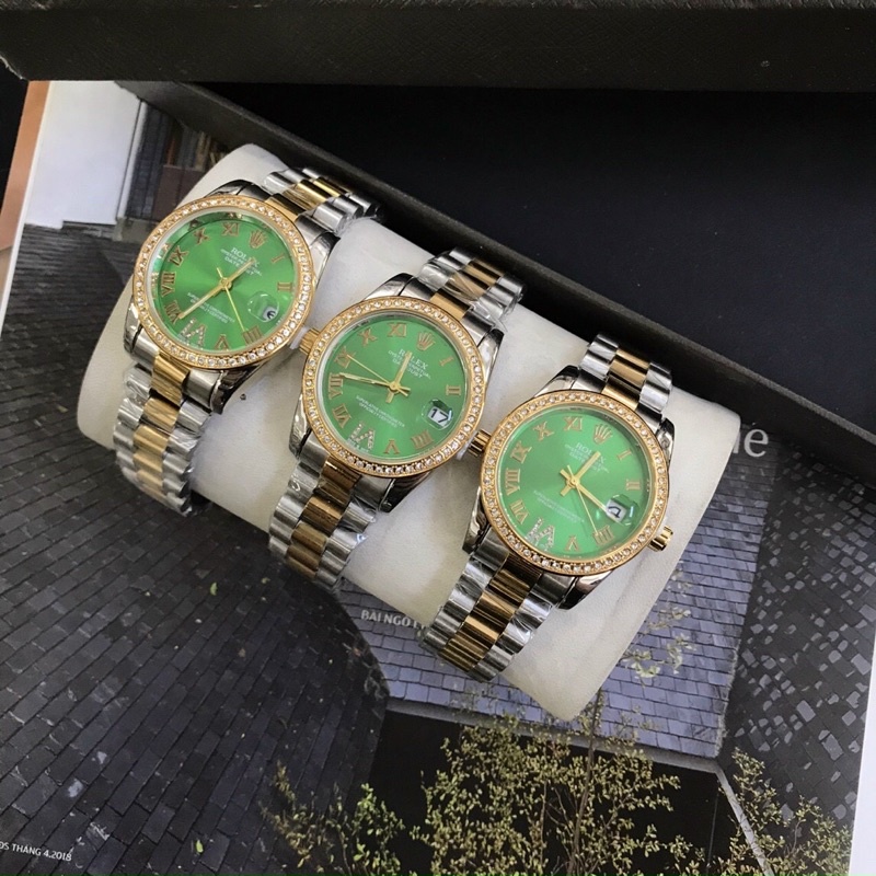 Đồng Hồ Nam Rolex - Đính Đá Viền - Mặt La Mã