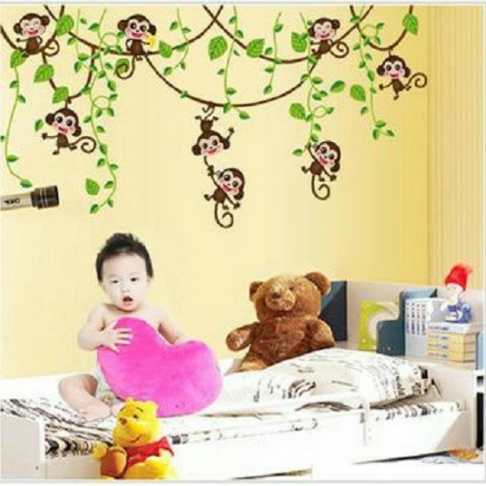 Decal dán tường dây leo khỉ