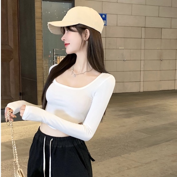 QADCOL Áo dệt kim tay dài thời trang xinh xắn đáng yêu tùy chọn màu sắc dành cho nữ