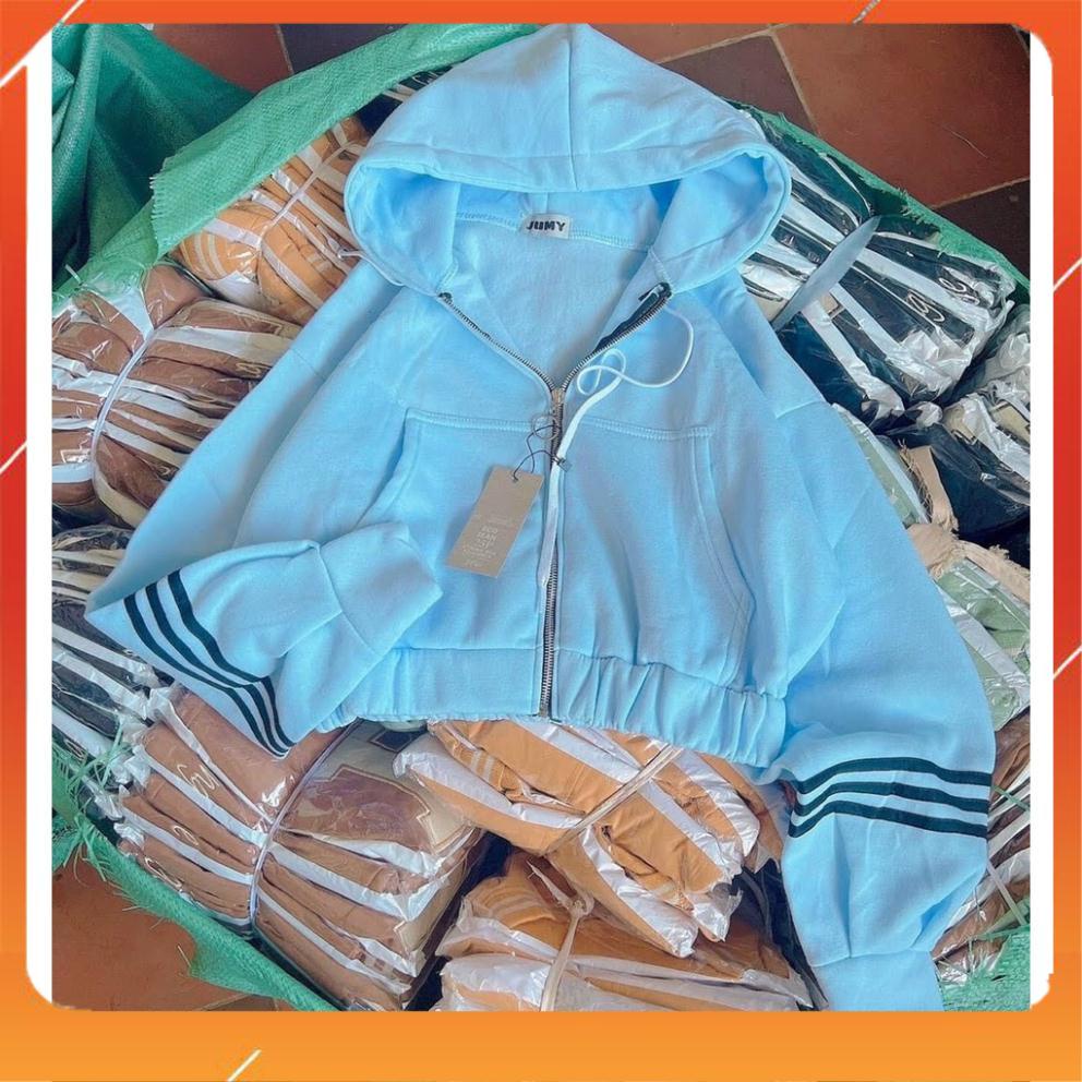 Áo khoác nữ form rộng tay cánh dơi croptop 3 sọc 💟