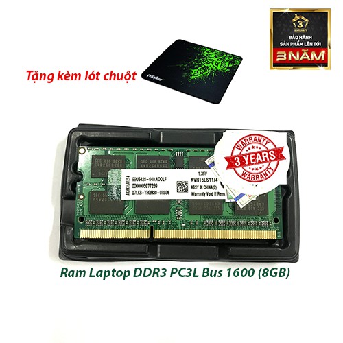 RAM Laptop DDR3 8G Bus 1600 kingston chính hãng- bảo hành 36 tháng