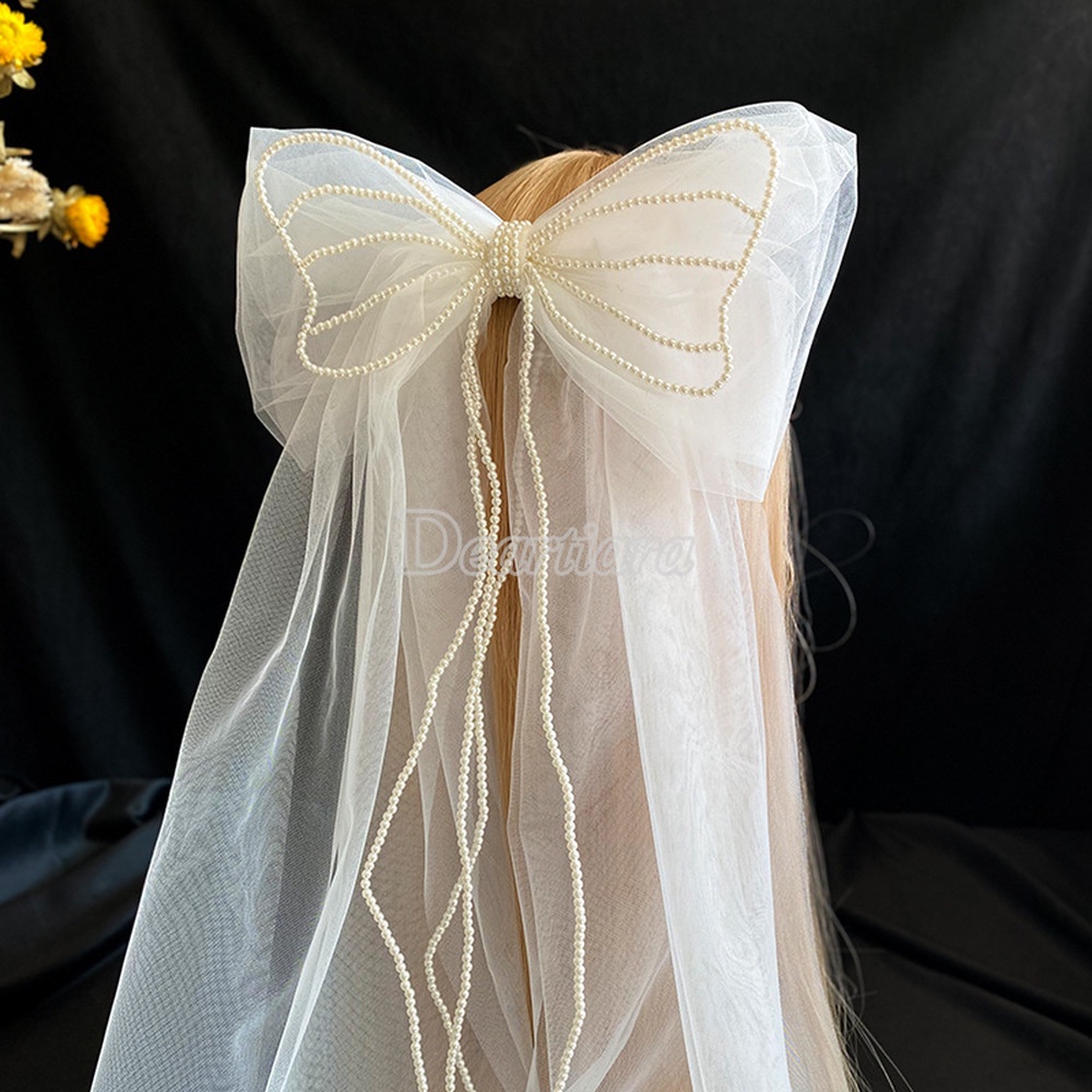 Trâm Cài Tóc Hình Nơ Đính Ngọc Trai Nhân Tạo Thời Trang