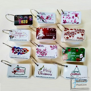 Mua 5 tặng 1 - Quà tặng cho bạn - Flashcard học tiếng anh merry christmas and happy new year - Flashcard trắng Phan Liên