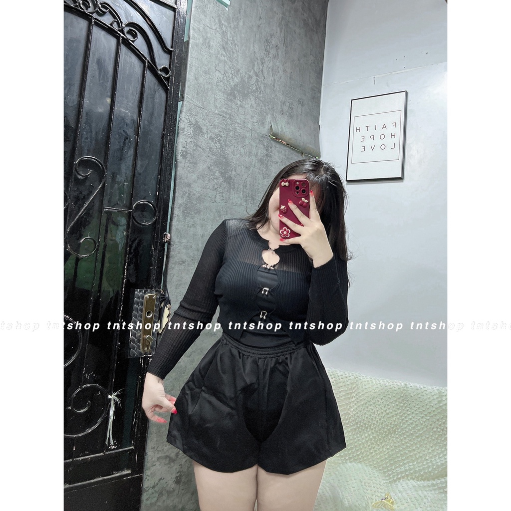 ÁO LEN CROPTOP KHUY CÀI SEXY [TNT SHOP BIGSIZE]