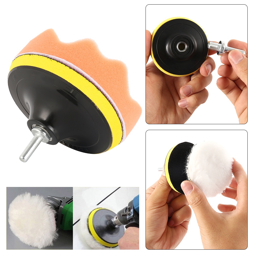 Bộ phớt sáp đánh bóng gắn máy khoan điện, dụng cụ chế máy đánh bóng xe ô tô cầm tay mini