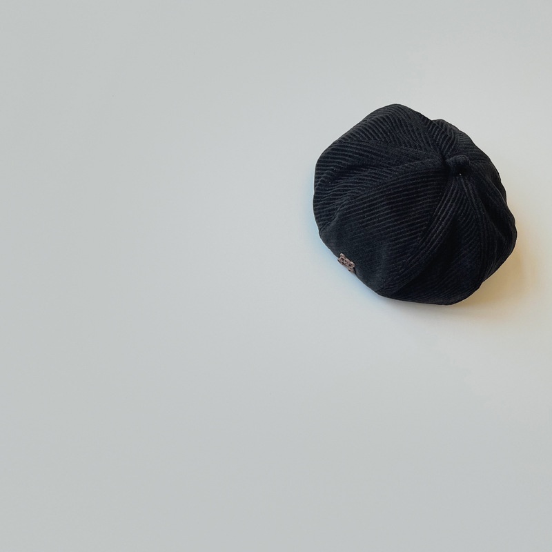 Mũ Beret Vải Nhung Kẻ Phong Cách Retro Hàn Quốc Dành Cho Bé
