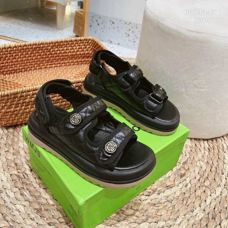 Sandal Nữ hoạ tiết hoa Trà phối 2 màu cực hot - PinkOri
