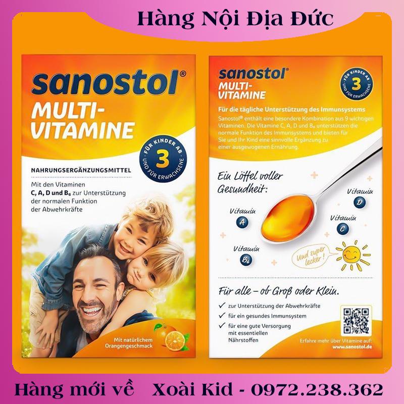 Vitamin tăng sức đề kháng cho bé Sanostol số 1,3,6 của Đức và Kẹo ngậm Sanostol cho bé từ 1 tuổi - Nội địa Đức Đủ Bill